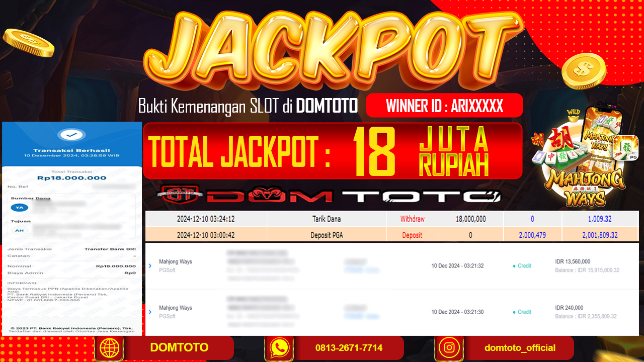 JACKPOT SLOT MAHJONG WAYS 10 DESEMBER 2024 